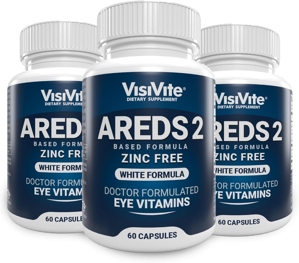AREDS 2 Zink Free White Eye Vitaminer - Zeaxanthin Plus Lutein Macular Eye Vitaminer - Soy- Free - Zink og kobber Free Macular Health Formel - Pakke med 3