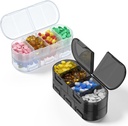 Ugentlig Pill Organizer, 2 / 3 / 4 gange om dagen, Double- Sidet Åbning Design, Portable Pill Box til opbevaring Medicin / Vitaminer / Fish Oils / Kosttilskud (Variable Grids White Black 2PC)