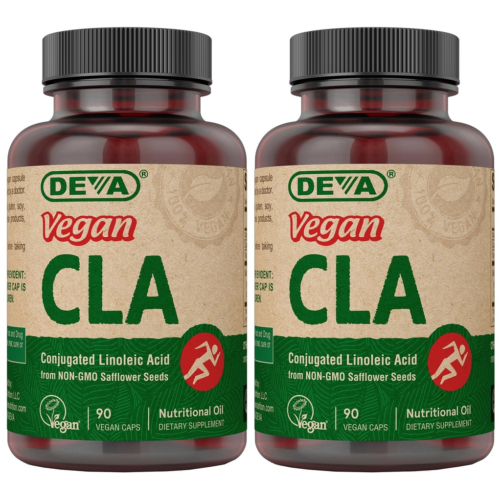 DEVA Vegan Vitamin Conjugated Linolsyre (CLA), fra non-GMO saflor Oil, 90 Kapsler, 1- Pack