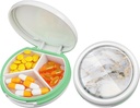 Serfeymi Small Pill Box - 3 afdelinger Portable Pill Box til purse Pocket, Compact Mini Travel Pill Case - Egnet til medicin, Vitamin, Fish Oil, Kosttilskud - Hvid (Marble)