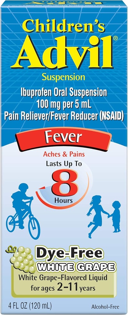 Advil Children 's Suspension Sugar Free, Dye Free, Berry 4 oz (pakke med 2)