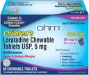 Ohm Children 's Loratadine Chewable Tablets, Dye Free, Grape, Non- Drowsy 24h Relief of Snezing, Runny Nose, Itchy Watery Eyes, Hals eller Næse, Antihistamin, Indoor & Outdoor Allergier, 5mg, 60 Tablets