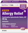 HealthCareAisle Allergy Relief - Fexofenadine Hydrochloride Tablets USP, 180 mg, 90 Tablets, Allergi Medicin, Non- Drowsy 24- Hour Relief