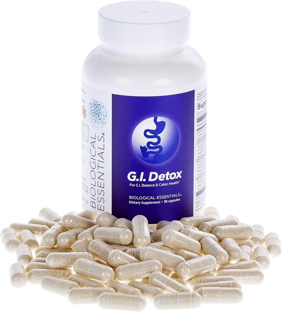 Biologiske essentials G.I. Detox - Rense Sothe og Replenish Blend (90 kapsler) (Gastrointestinal Detox) Gut sundhed kosttilskud