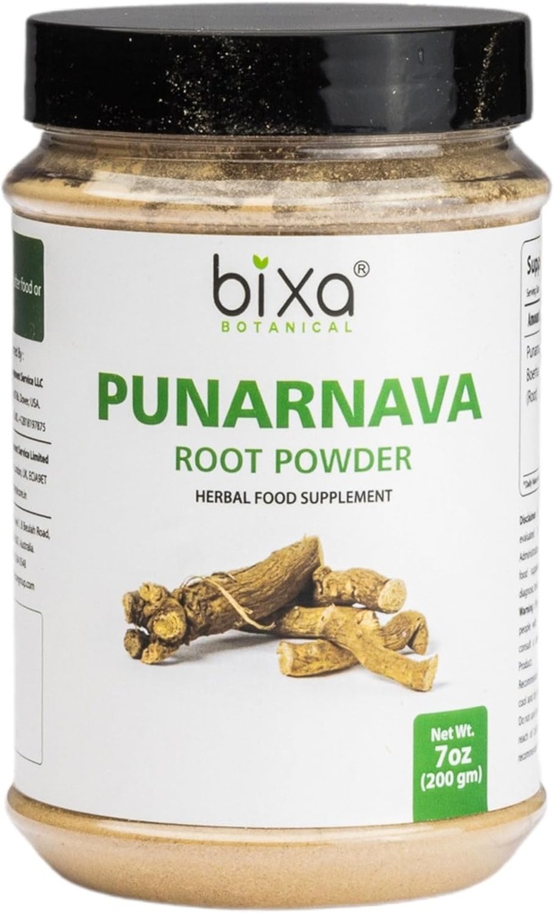 bixa BOTANITIC Punarnava Powder ekskl. 124; Natural Detox and Fluid Balance Support: 124; Boerhavia diffusa; 124; 200 Bedste / 7 OZ; Ayurvedic Herbal Supplement: 124; Gluten Free, Non-GMO, Steam Treated, Vegan, 100% Pure