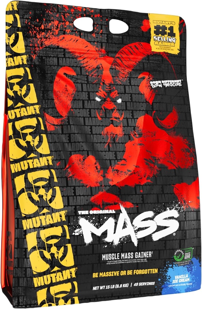 Mutant Mass Note 124; Vægt Mass Gainer Protein Powder - høj kalorie Protein Powder for Muscular Mass - Vanilla Is Cream - 15 Pund