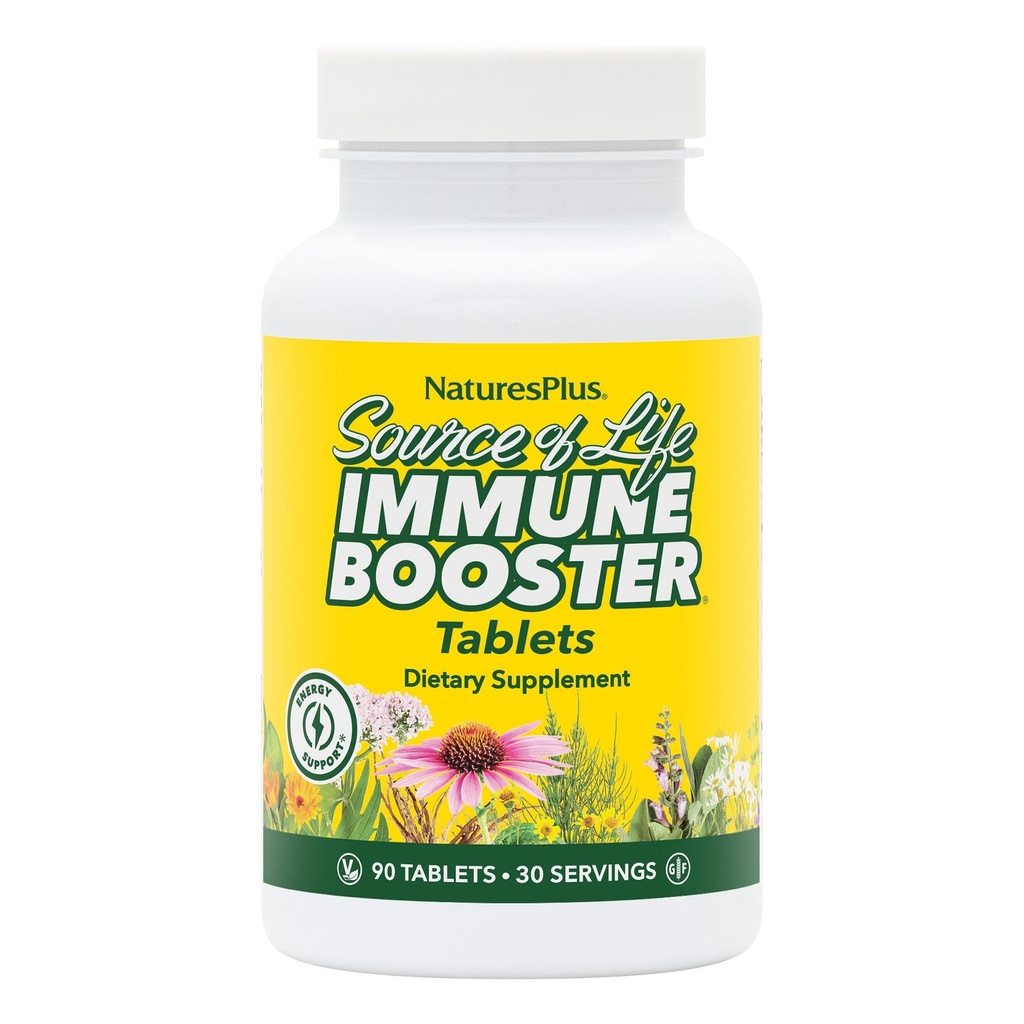 Natures Plus Kilde til Life Immun Booster Voksen Formel, Rapid & Extended Release - 90 Vegetariske tabletter - Natural Immunity Booster Supplement - Vitamin A, C, E & Zink - Gluten- Free - 30 Servere