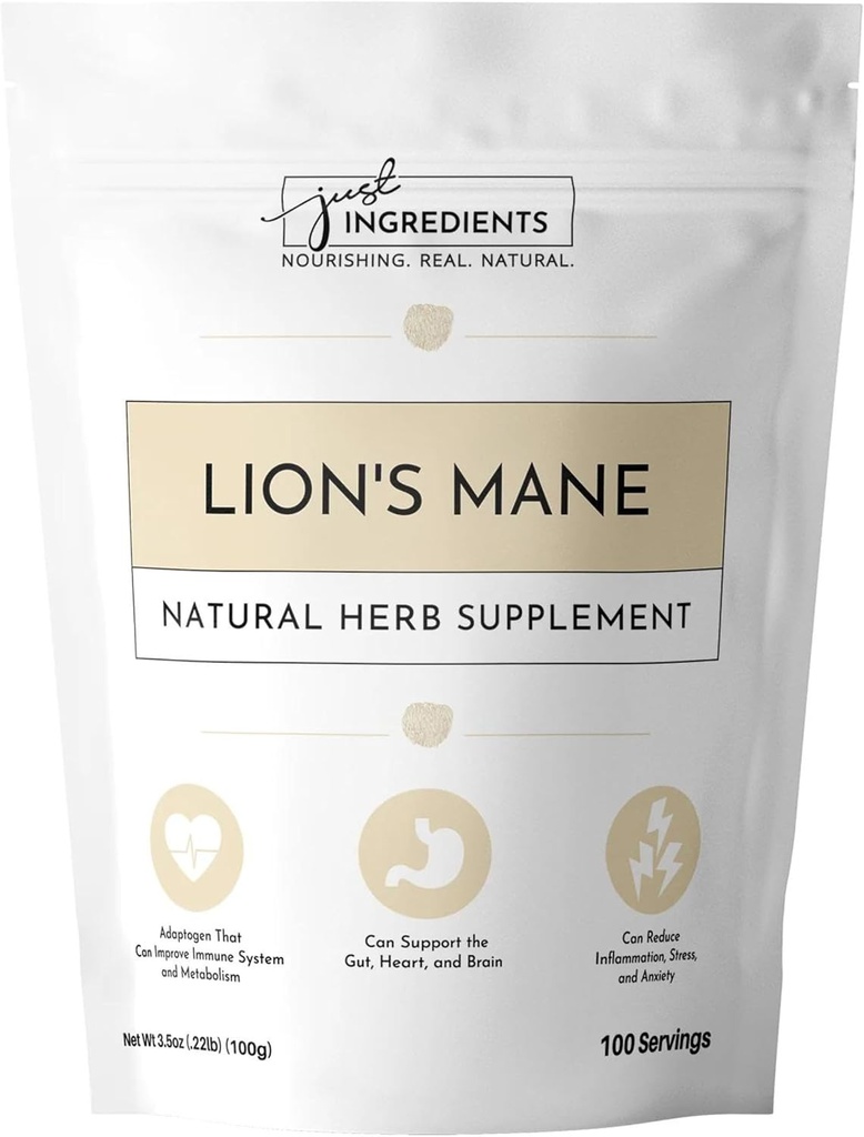 JUST INGREDIENSER Organic Lion 's Mane Powder Medical 124; 100 Servering Medical 124; 100% Organic & Vegan Supplement Medical 124; Rig i næringsstoffer for total wellness Medical 124; Ingen kunstige tilsætningsstoffer