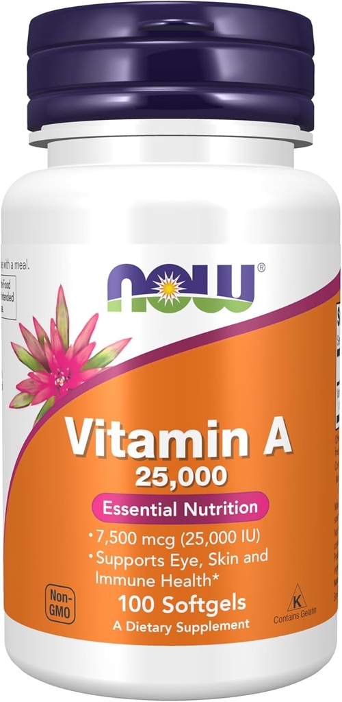 NU Kosttilskud, A-vitamin (fiskeleverolie) 25. 000 IE, essentiel ernæring, 100 Softgels