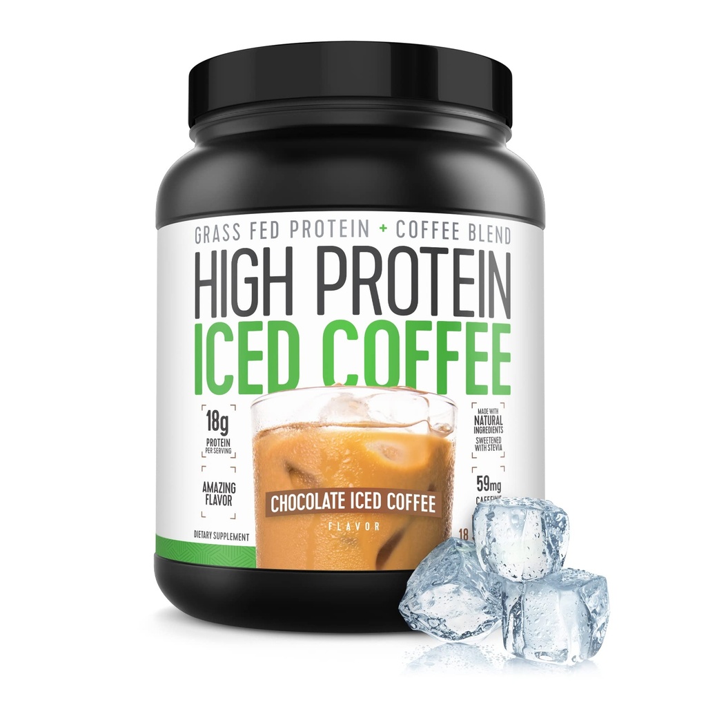 Høj proteinkaffe, Keto Friendly, 18g af protein, 2g kulhydrater, naturlige ingredienser (18 Servere, Chokolade Iced Coffee)
