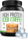 Høj proteinkaffe, Keto Friendly, 18g af protein, 2g kulhydrater, naturlige ingredienser (18 Servere, Chokolade Iced Coffee)