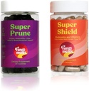 Fungiments Mushroom Kosttilskud, Fordøjelse / Immunitet Bundle, Super Prune 30 Count Gummies + Super Shield 60 Count Kapsler