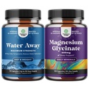 Bundle of Water Away Pills Maksimal styrke - Urte Diuretic Pills for Water Retention for Fast Active Bloating Relief og Pure Magnesium Glycinate 400mg Per Servering for Mood Sleep og Afslapning