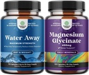Bundle of Water Away Pills Maksimal styrke - Urte Diuretic Pills for Water Retention for Fast Active Bloating Relief og Pure Magnesium Glycinate 400mg Per Servering for Mood Sleep og Afslapning