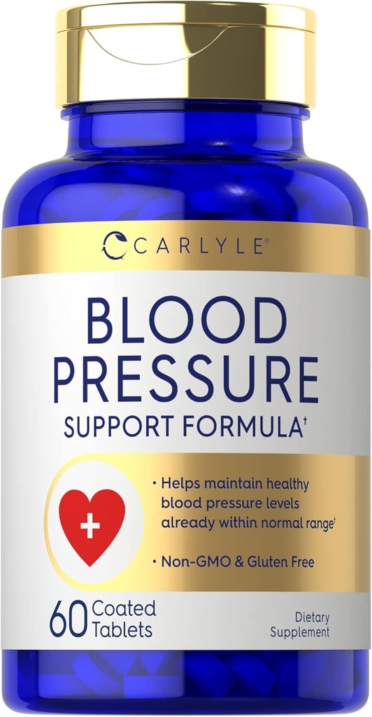 Carlyle Blood Pressure Supplements Note 124; 60 Overtrukket Tablets Note 124; Blood Pressure Support Formel 124; Vegetar, Non- GMO, Gluten Free