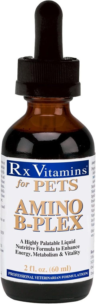 Rx Vitamins Amino B Plex for Pets - B Vitamin Complex Plus Amino Acids for Dogs & Cats - Vitamin Supplements for Dogs' & Cats' Total Body Support - 2 oz.