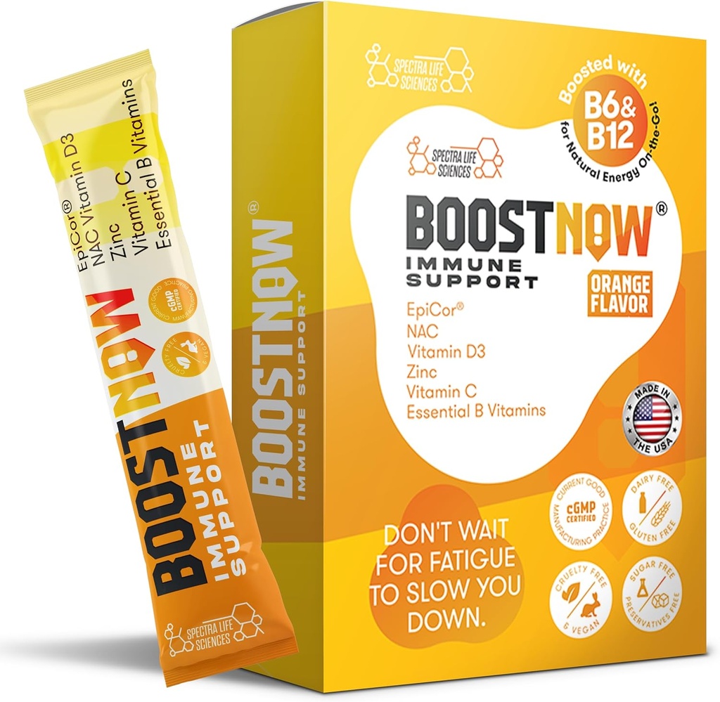 BoostNow 14- in-1 immunsupportpulver - forbedret med EpiCor ®, Vitamin C, Zink, Astragalus, Elderberry, Benfotiamin, L- Lysin, D-vitamin, Riboflavin, Ingefær, NAC, B6-vitamin og B12-vitamin.