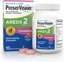 PreserVision AREDS 2 Eye Vitamin, # 1 Eye Doctor Anbefalet Mærke, Chewable Lutein og Zeaxanthin Supplement med C-vitamin, E-vitamin, zink og kobber, blandet berry, 60 tabletter