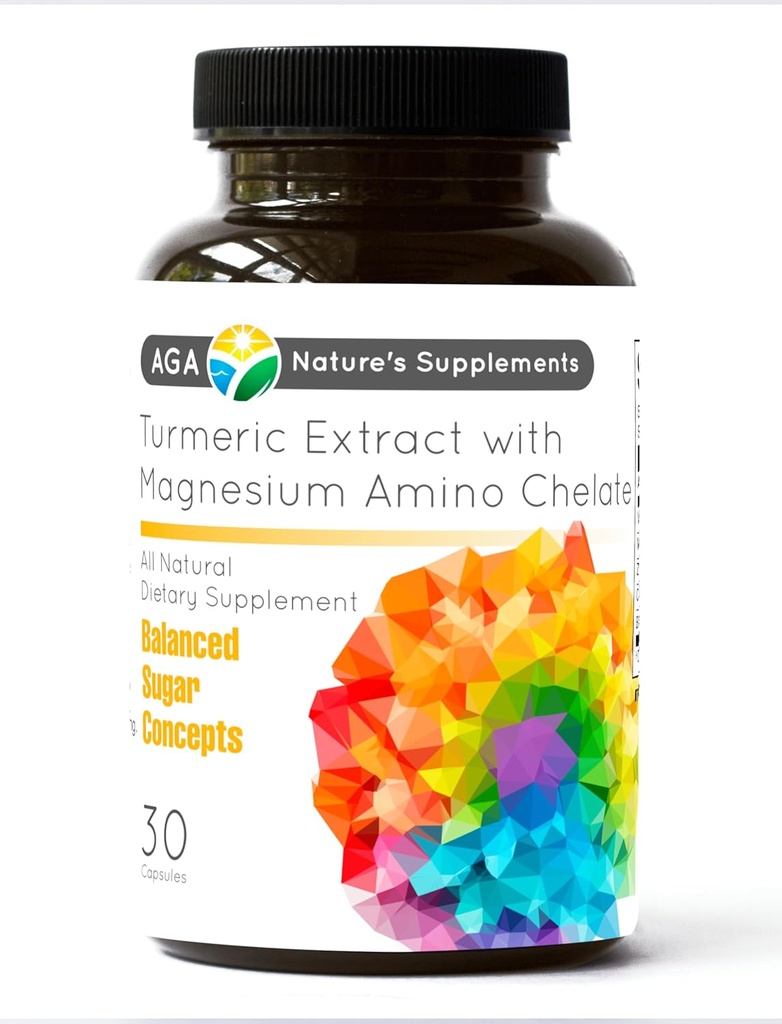 AGA Nature 's Kosttilskud Gurkemeje Udtræk med Magnesium Aminochelat 30 Kapsler