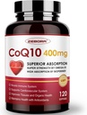 ZEBORA CoQ10- 400mg- Softgel med PQQ, BioPerine & Omega-3, Coenzym Q10 (Ubiquinone) Supplement for High- Absorption, Powerful- Antioxidant, Support Heart & Energi- Production, 120 Servere
