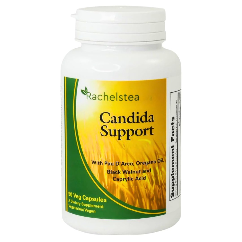Rachelstea Candida Support, Intestinal Flora, med PAU D 'Arco, Oregano Oil, Black Walnut, og Captain Acid, 90 Veg Kapsler, A Dietary Vegetarian / Vegan Supplement