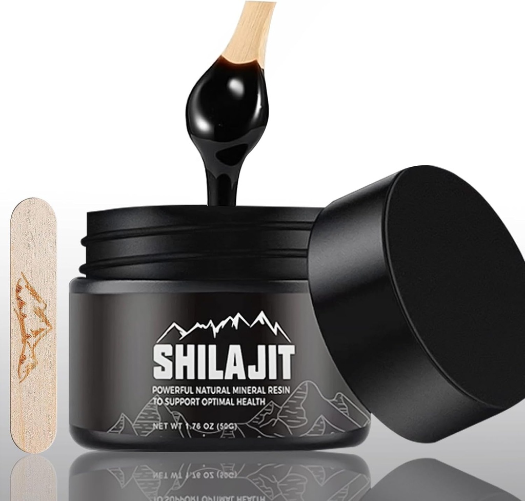 Shilajit Pure Himalayan - 50 Bedste Naturlige Organisk Shilajit Resin, Golden Grade Shilajit supplement til mænd og kvinder med 80 + Trace Minerals & Fulvic Acid for Energy, immunforsvar
