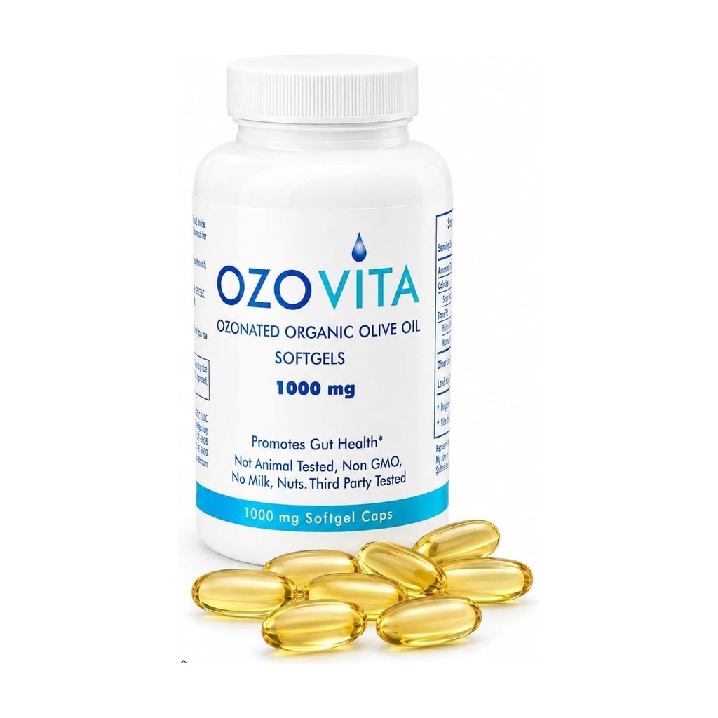 Høj potens Ozonated Organic Extra Virgin Olivenolie Softgels 1000mg • 124; Pure Oxygenated Capsules for immunsupport & Gut Health • 124; Organic Oxygen Infunded Supplement • 124; 60