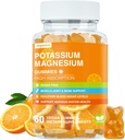 Kalium Magnesium Gummier - Høj Absorption Magnesium Glycinat & Kalium Citrat Plus Coenzym Q10, DHA, D3, Mineral & Calcium til Zzz, Leg Cramp & Muscle - 60 Orange Gummies