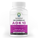 ADK10 - ADK vitamintilskud: 124; højpotens Vitamin A, D3 (10. 000 IE) & K2 MK- 7 for ben, hjerte & immunforsvar: 124; 90 små kapsler: 124; 3 måneder Tilførsel: 124; non- GMO, gluten fri