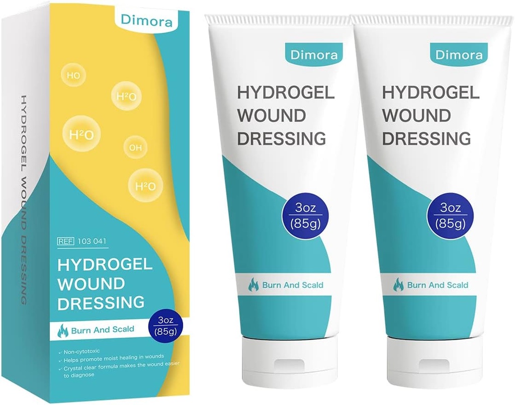 Dimora 2 Pakker 6oz Hydrogel førstehjælp salve, Burn Injory Lindrende Gel, Skin reparation Cream til akut brand, Postoperative Incisions, Bruises, Debridement Sårpleje