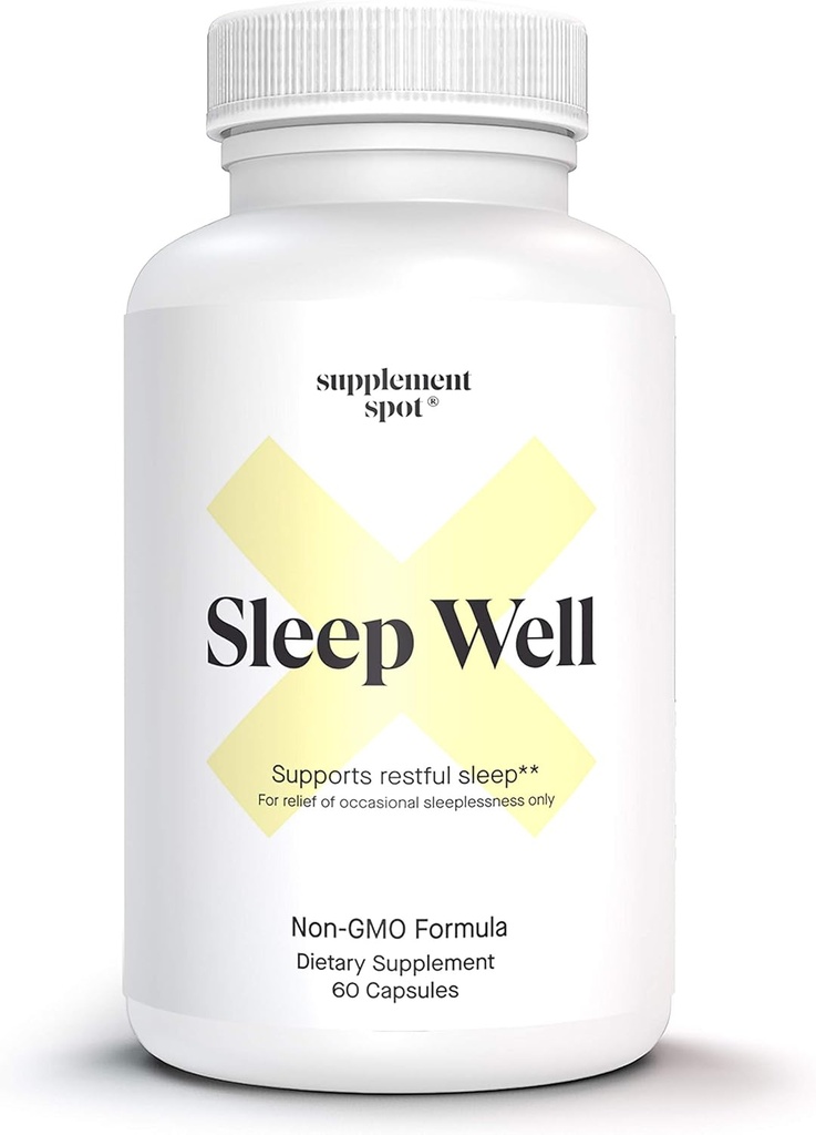 Søvnbrønd Natural Sleep Aid - Ikke-Habit formel supplement for voksne w / Magnesium, L-Theanin, GABA & Serotonin - Sovestøtte supplement for voksne (60 kapsler, 30 Servere)