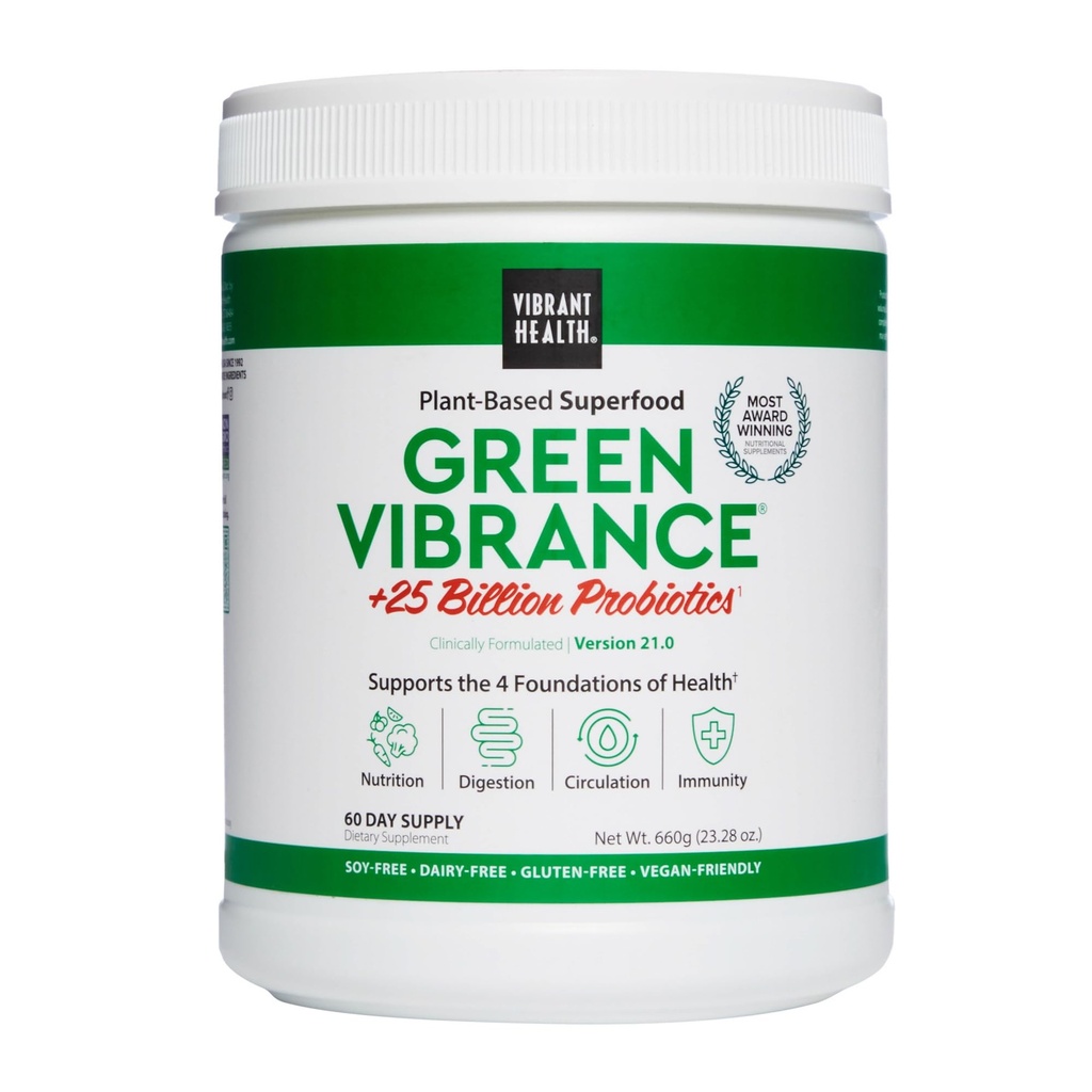 Vibrant Sundhed, Grøn Vibrance, Vegansk Superfood Powder, Boost Energy, 60 Servering