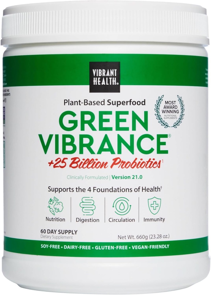 Vibrant Sundhed, Grøn Vibrance, Vegansk Superfood Powder, Boost Energy, 60 Servering