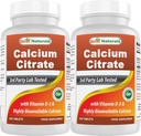 Bedste Naturals Calciumcitrat med D3- 240 tabletter (240 greve (pakke med 2))