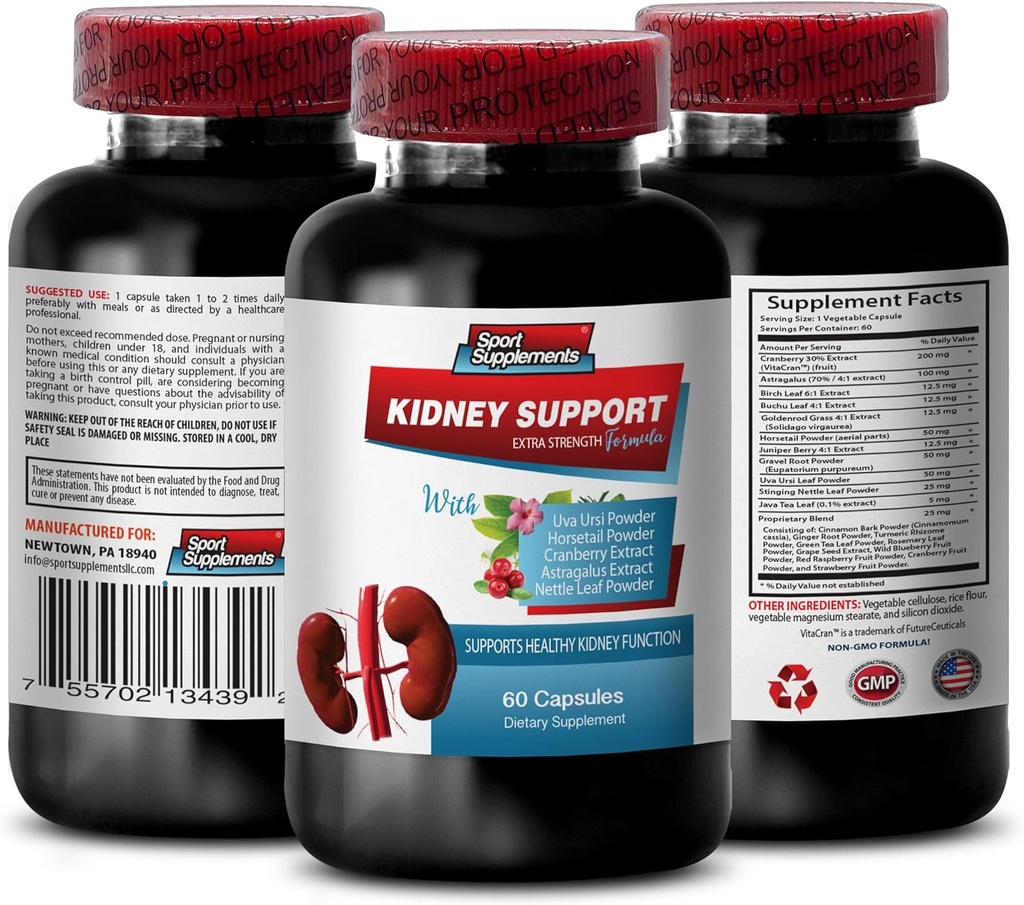 Immunsupport Kosttilskud - Nyretilskud - Tranebær Vitaminer, Nyrerensning, Nyrerensning Detox & Reparation Formel, Nyretilskud, Lever og Nyretilskud - 1 flaske 60 Caps