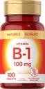 Vitamin B1 100mg (Thiamine) - 100 Count - Vegetarian, Non-GMO & Gluten Free Supplement - by Nature's Reward