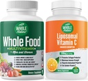Whole Food Multivitamin for Men and Women Plus Liposomal Vitamin C High Absorption Vegan Capsules