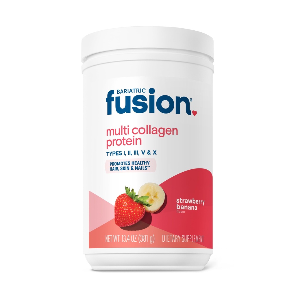 Bariatric Fusion Strawberry Banana Multi Collagen Protein Powder Б124; Plus Joint Support Complex af MSM og Glucosamin Б124; Dairy, Gluten & Soy Free