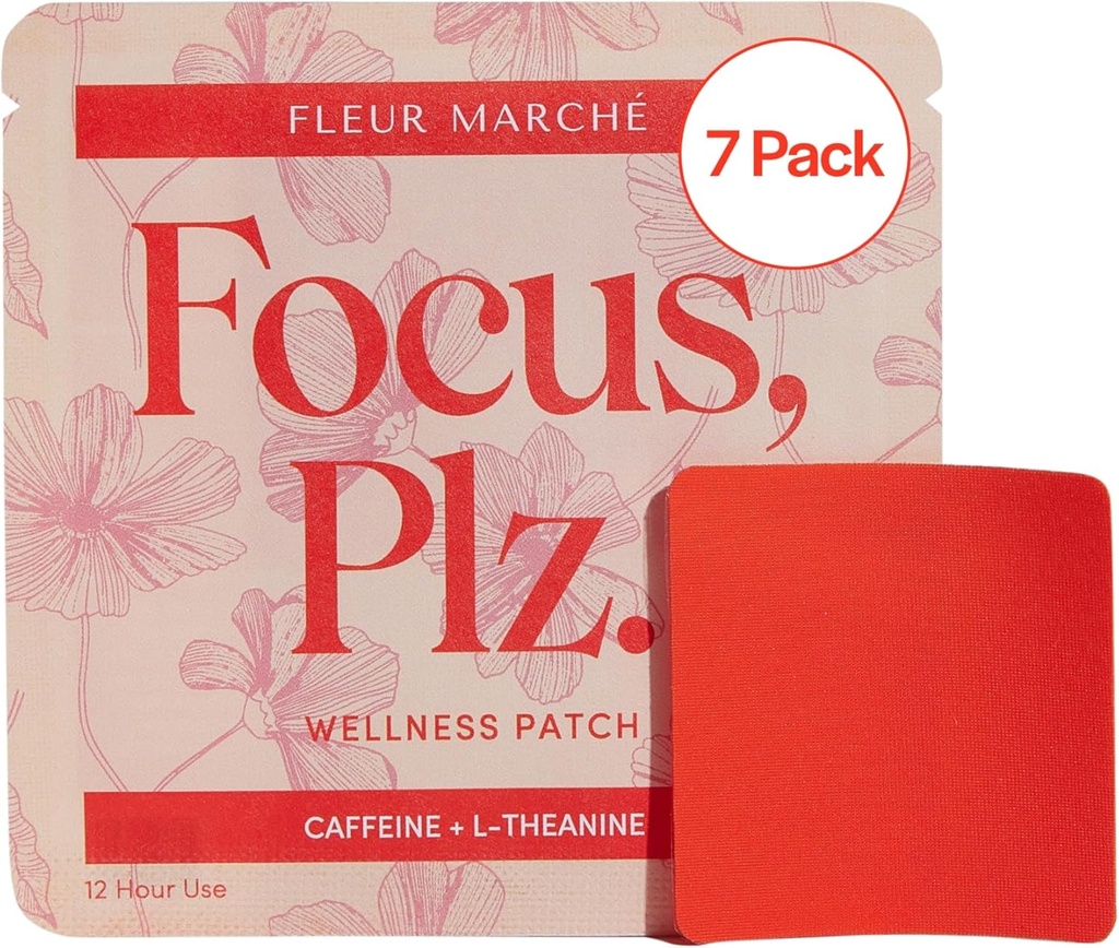 Fleur Marche Focus, Plz. Botanisk Patch - Brain Boosting Focus Patch med koffein, Lions Mane og andre kraftfulde Nootropics - Meget biotilgængelig Wellness - 7 Patches