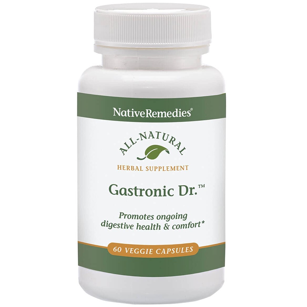 Native Remedies Gastronic Dr. - All Natural Herbal supplement til sund fordøjelse og komfort efter måltider - fremmer en sund mave Lining og balanceret mave syre niveauer - 60 Veggie Caps