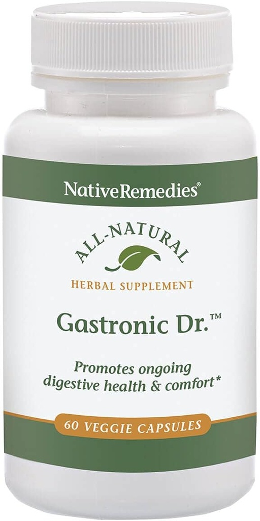 Native Remedies Gastronic Dr. - All Natural Herbal supplement til sund fordøjelse og komfort efter måltider - fremmer en sund mave Lining og balanceret mave syre niveauer - 60 Veggie Caps