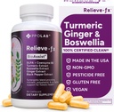 Relieve- fx ™ DLPA Boswellia Gurmeric and Ingefær Supplement, Stress Relief, Heart, fordøjelse, Muscle Cramp, Joint, Inflammation Health, Vitamin B6 P5P, Boswellinsyre, Curcumin med sort peber - 90ct