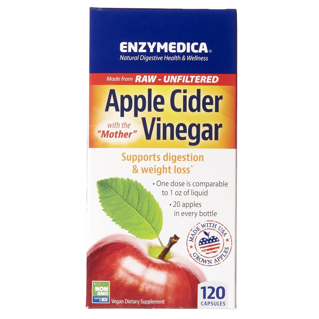 Enzymedica, Apple Cider Eddike, sund vægt og fordøjelsesstøtte, 120 Greve