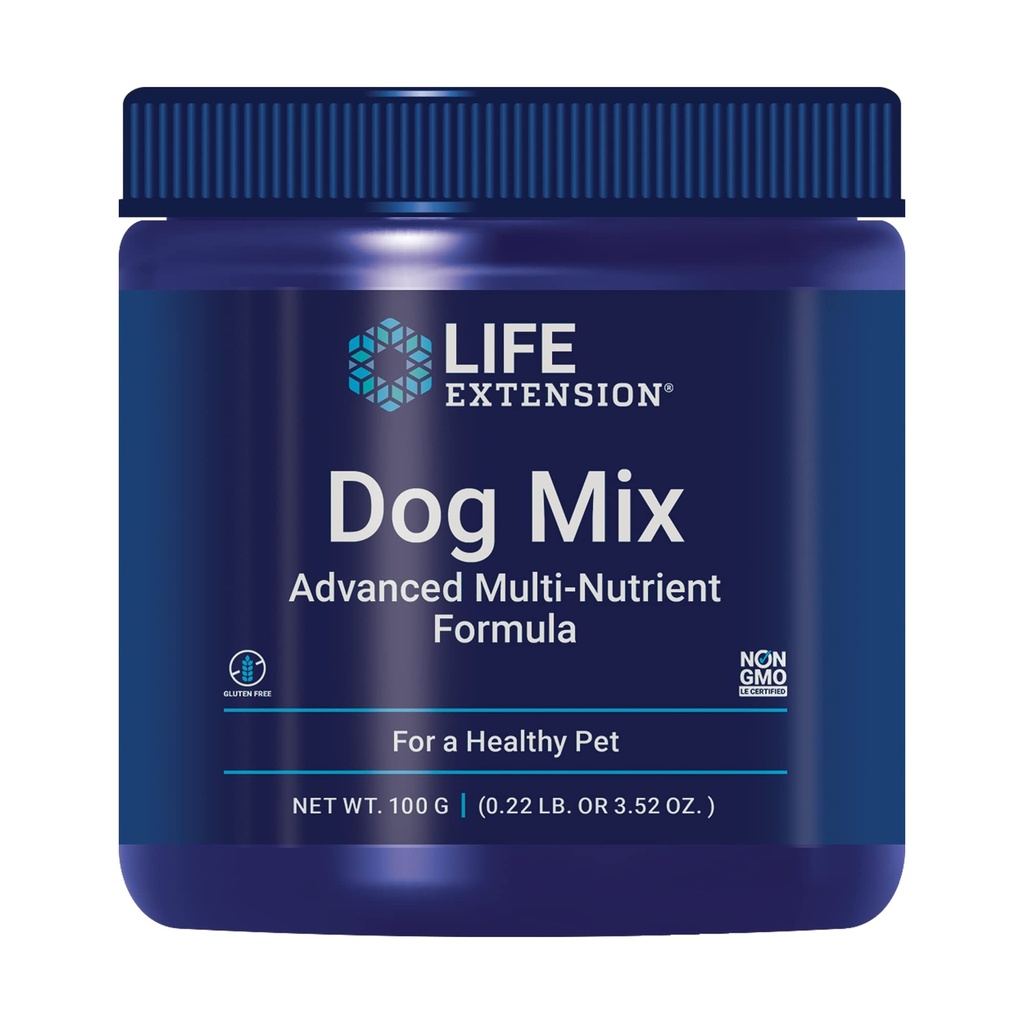 Life Extension Hund Mix, Hund Vitamin og Kosttilskud, probiotika, L- carnitin, B12, folinsyre, C-vitamin, E-vitamin, Rosemary, Nutrient Absorption, Gluten- Free, Non- GMO, 60 Servering