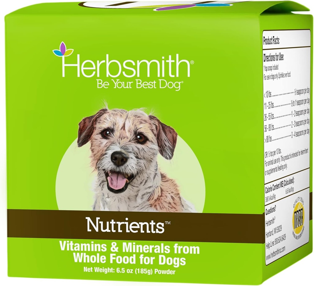 Herbsmith Nutrients Superfood Hund Multivitamin Featuring Vitamin & Minerals fra Whole Foods Boost Kibble eller DIY Raw med antioxidanter til hvalpe til seniorer - 6.5 oz