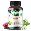L- Theanine Supplement - 6 IN 1 Complex Beriget med Magnesium, Ashwagandha, Saffron, Kamille - Support Afslapning, Calmness & Sleep Quality