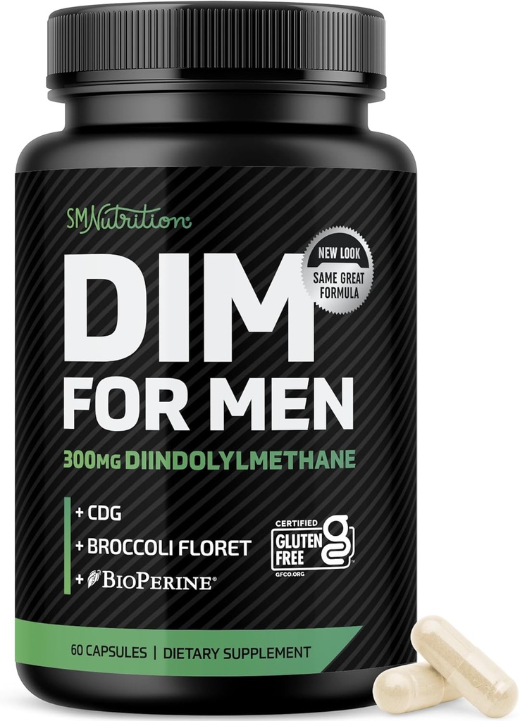 DIM supplement til mænd 300mg stålet 124; østrogen Blocker & Aromatase Inhibitor • 124; Ekstra styrke mænds Hormone Balance & Fitness Booster med Diindolylmetan Plus CDG & Broccoli Floret • 124; Gluten- Free • 124; 60 Ct