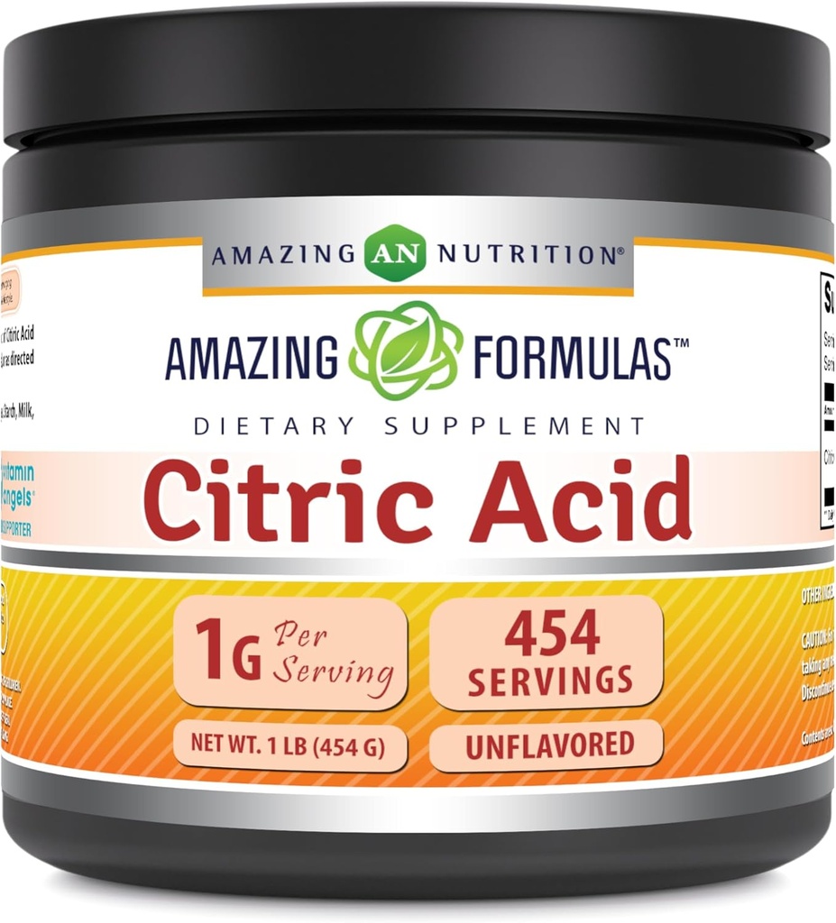 Amazing Formulas Citronsyre Pulver Supplement • 124; 1 Gram • 124; Unflavored • 124; Non- GMO • 124; Gluten- Free • 124; Made in USA (1 Pack, 1 LB)