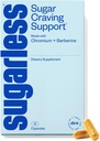 Sugarless Stop Sugar Cravings Supplement, Natural Curb Appetite and Sugar Suppressant Formula Support w/Chromium Picolinate + Berberine Supplement, Non-GMO Hunger Suppressant for Women & Men (15 ct)