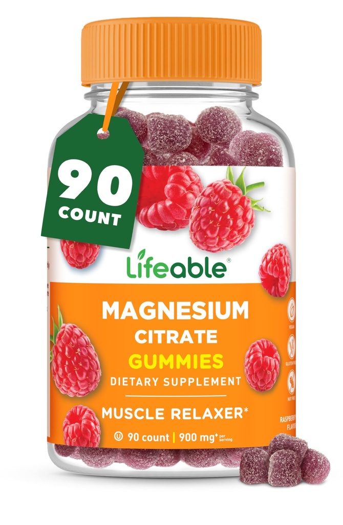 Lifeable Magnesium Gummies for admirals against 124; 900mg Magnesium Citrate Gummies